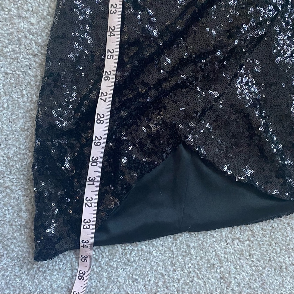 B. SMART Black Sequin Asymmetrical Long Sleeved Sheath Dress - Picture 11 of 11